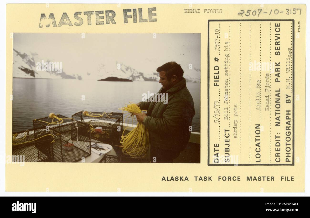 Bill Johnston setting his shrimp pots. Alaska Task Force Photographs