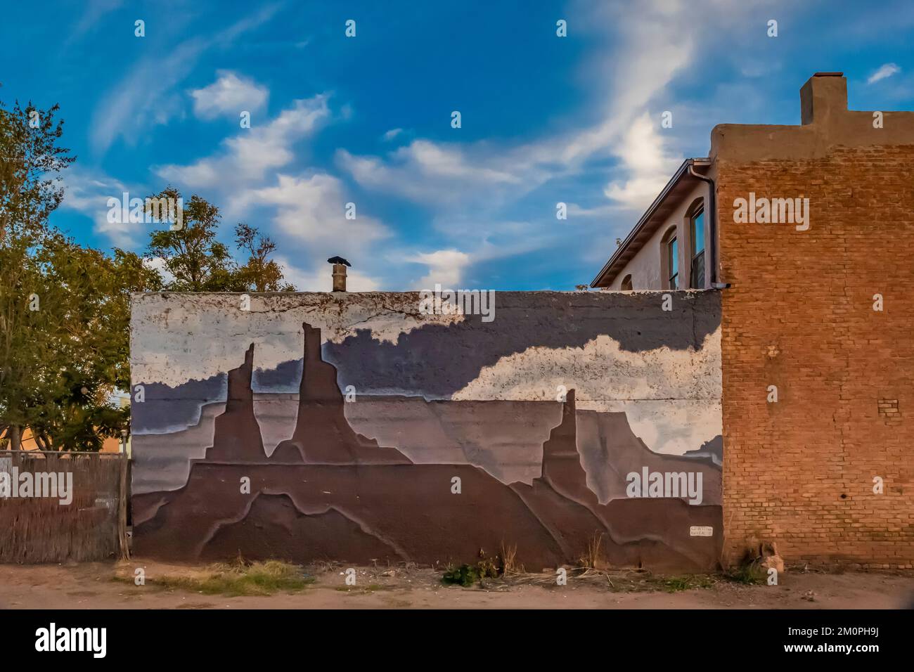 Mural of pinnacles and mesas on Route 66 in Winslow, Arizona, USA [No