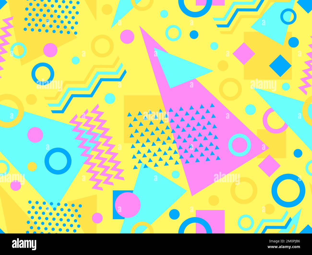 Memphis seamless pattern with geometric shapes in 80s style. Colorful ...