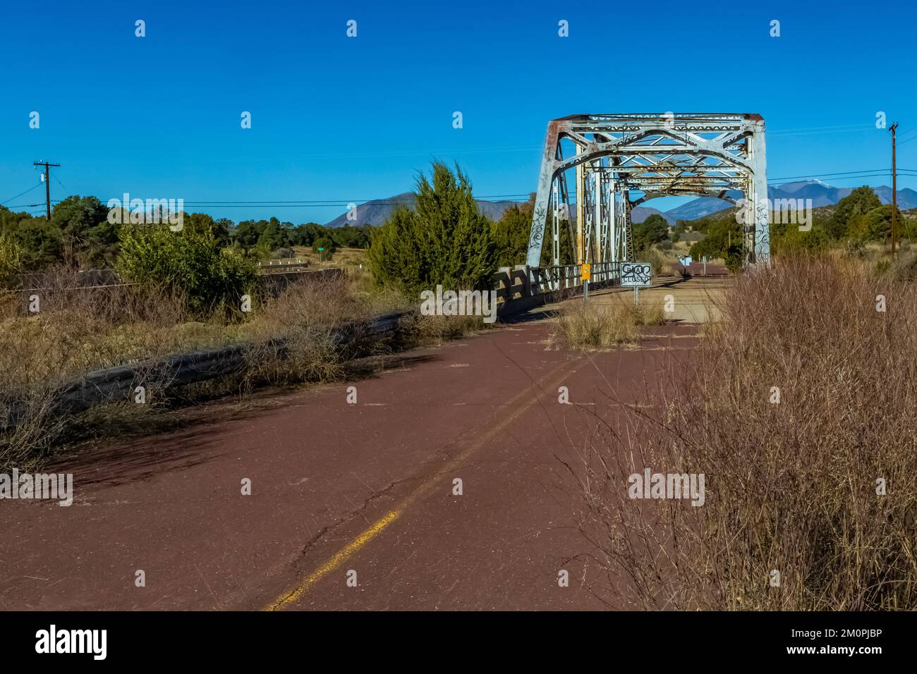 Walnut Canyon Bridge along Route 66 near Winona, Arizona, USA Stock