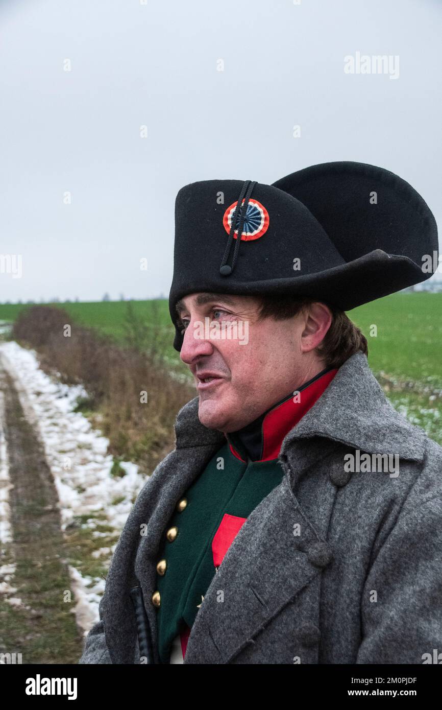Portrait of actor )re-enactor) Mark Schneider as Napoleon at the battle of Austerlitz reconstruction in 2022 Stock Photo