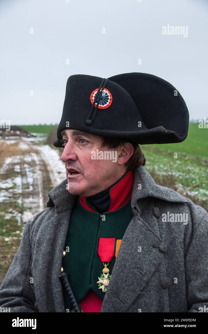 Portrait of actor )re-enactor) Mark Schneider as Napoleon at the battle of Austerlitz reconstruction in 2022 Stock Photo
