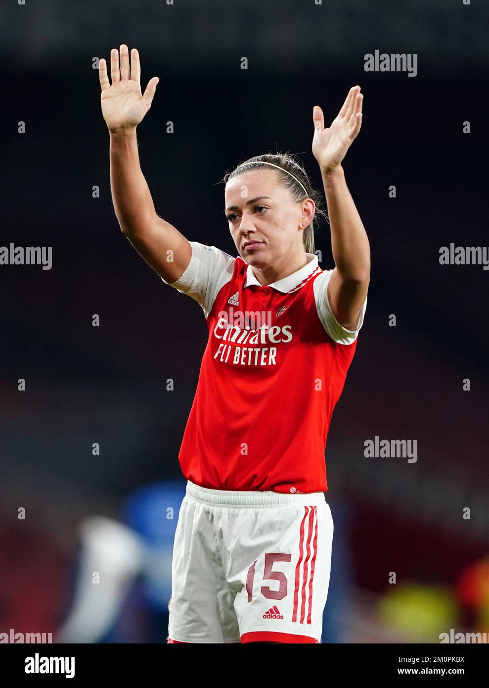 Arsenal's Katie McCabe waves to the fans after the UEFA Women's Champions League Group C match at the Emirates Stadium, London. Picture date: Wednesday December 7, 2022. Stock Photo