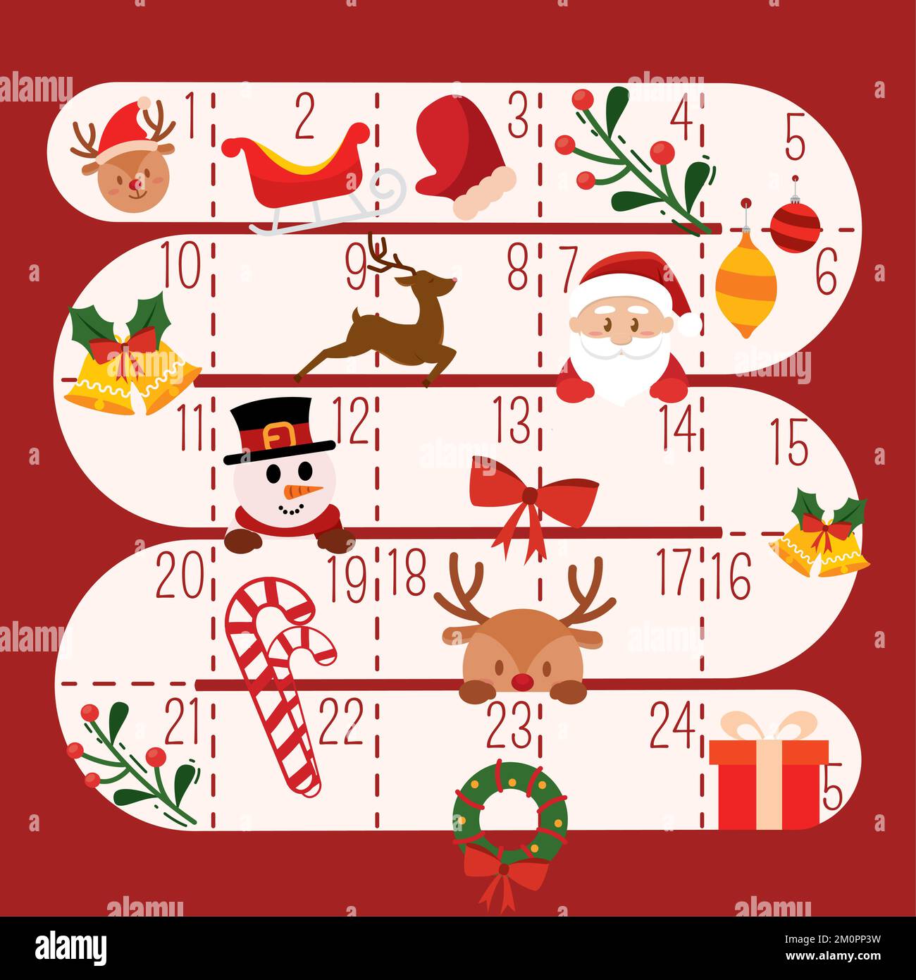 Christmas advent calendar with traditional objects Vector Stock Vector ...