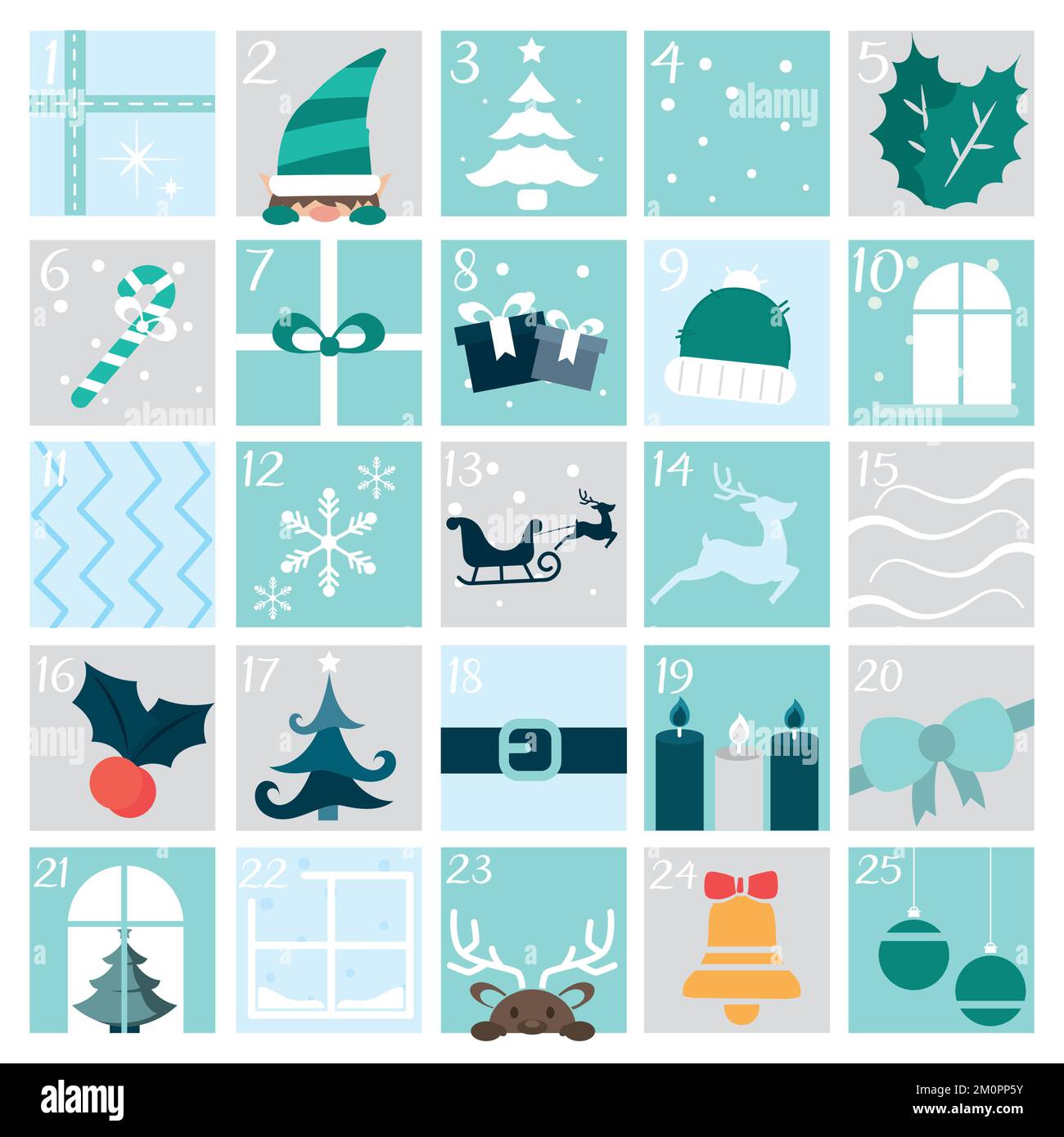 Christmas advent calendar with traditional objects Vector Stock Vector ...