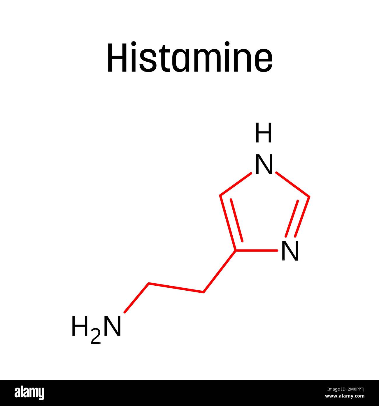 Histamine molecular structure. Histamine is organic compound involved