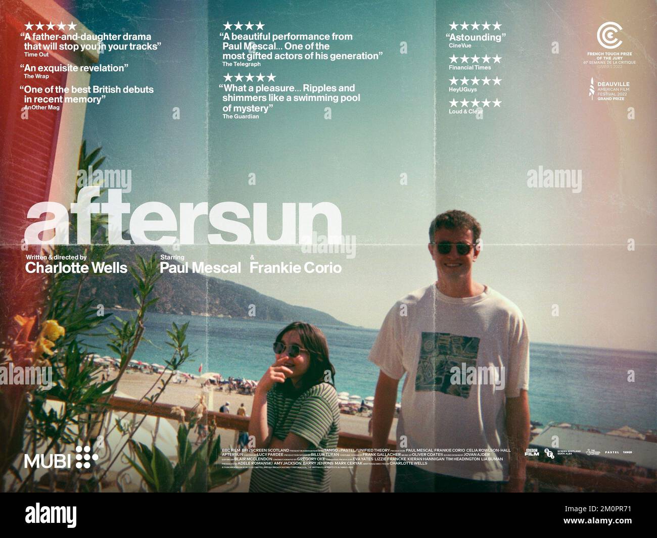 AFTERSUN, British poster, from left Frankie Corio, Paul Mescal, 2022. © A24 / Courtesy Everett