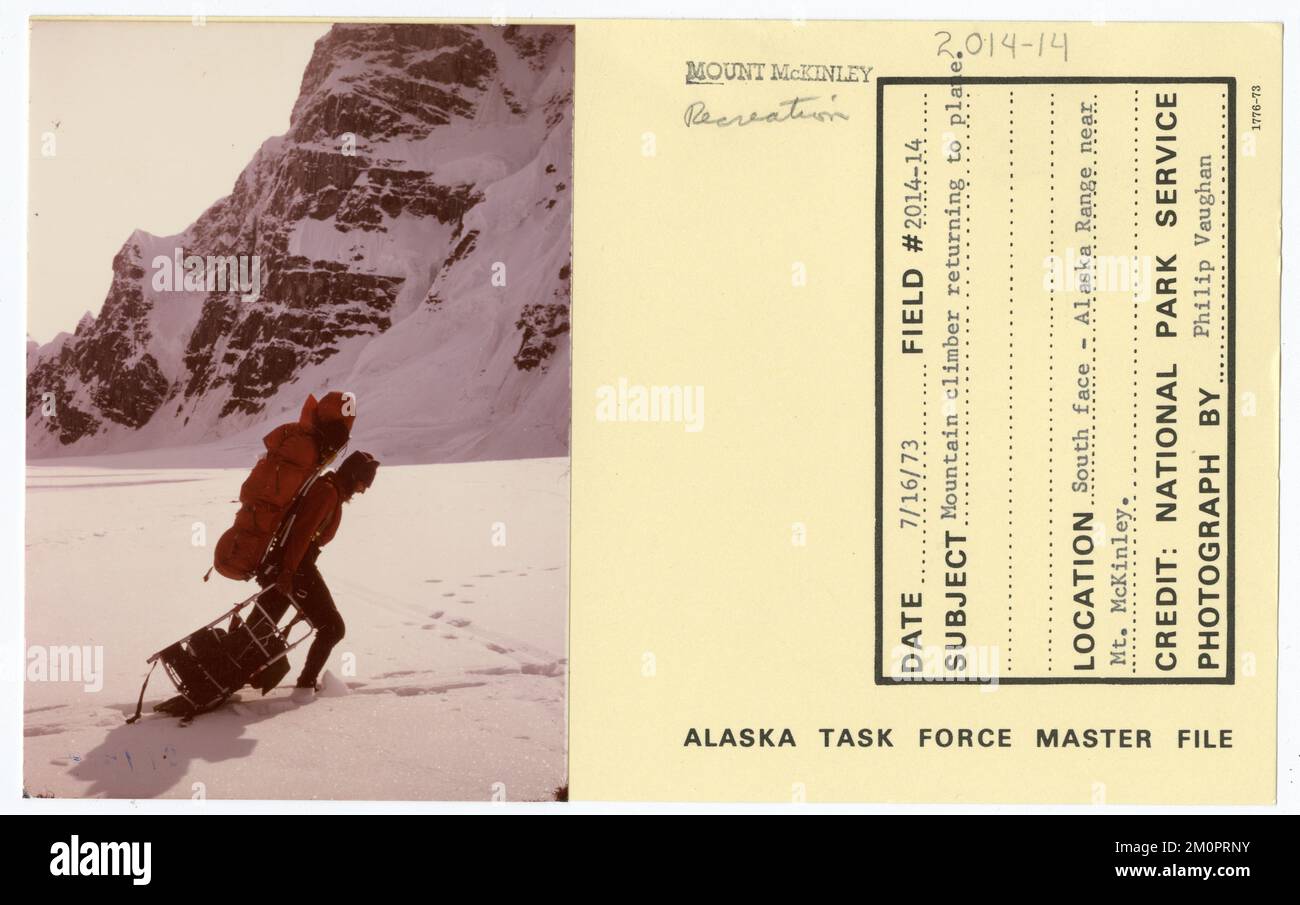 Mountain climber returning to plane. Alaska Task Force Photographs ...