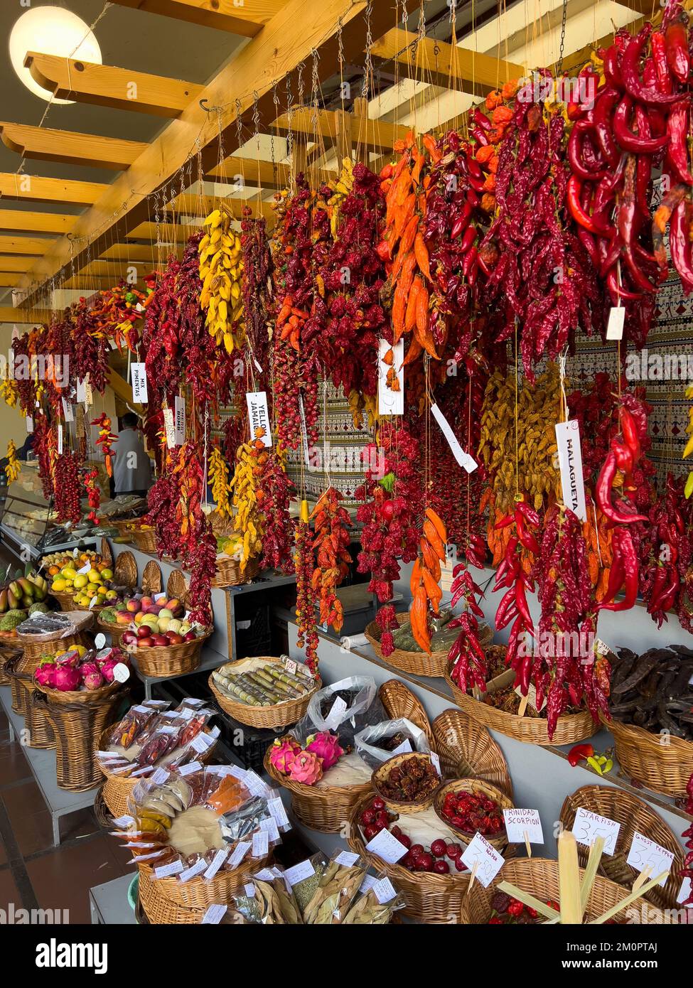 colorful red and orange peppers at the market mobile photo Stock Photo ...