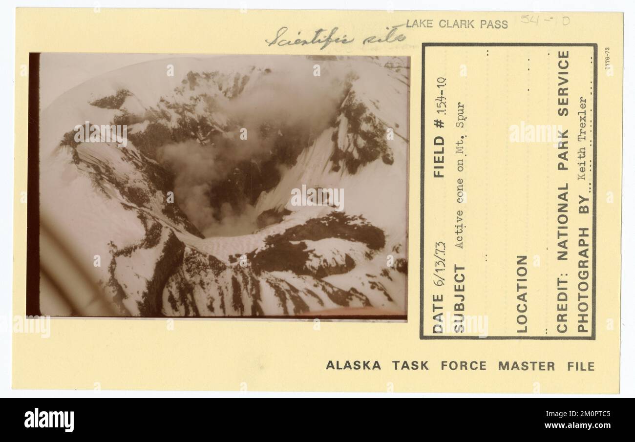 Active cone on Mount Spurr. Alaska Task Force Photographs Stock Photo