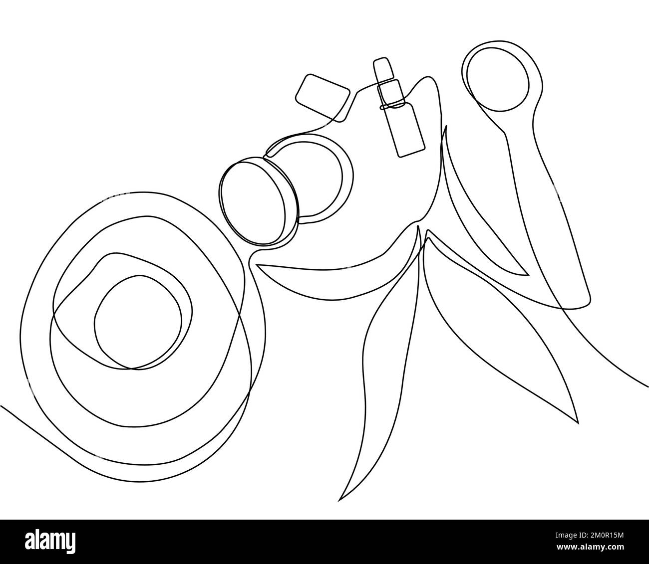 Continuous drawing of one line of bottles with oil or honey or lemon or