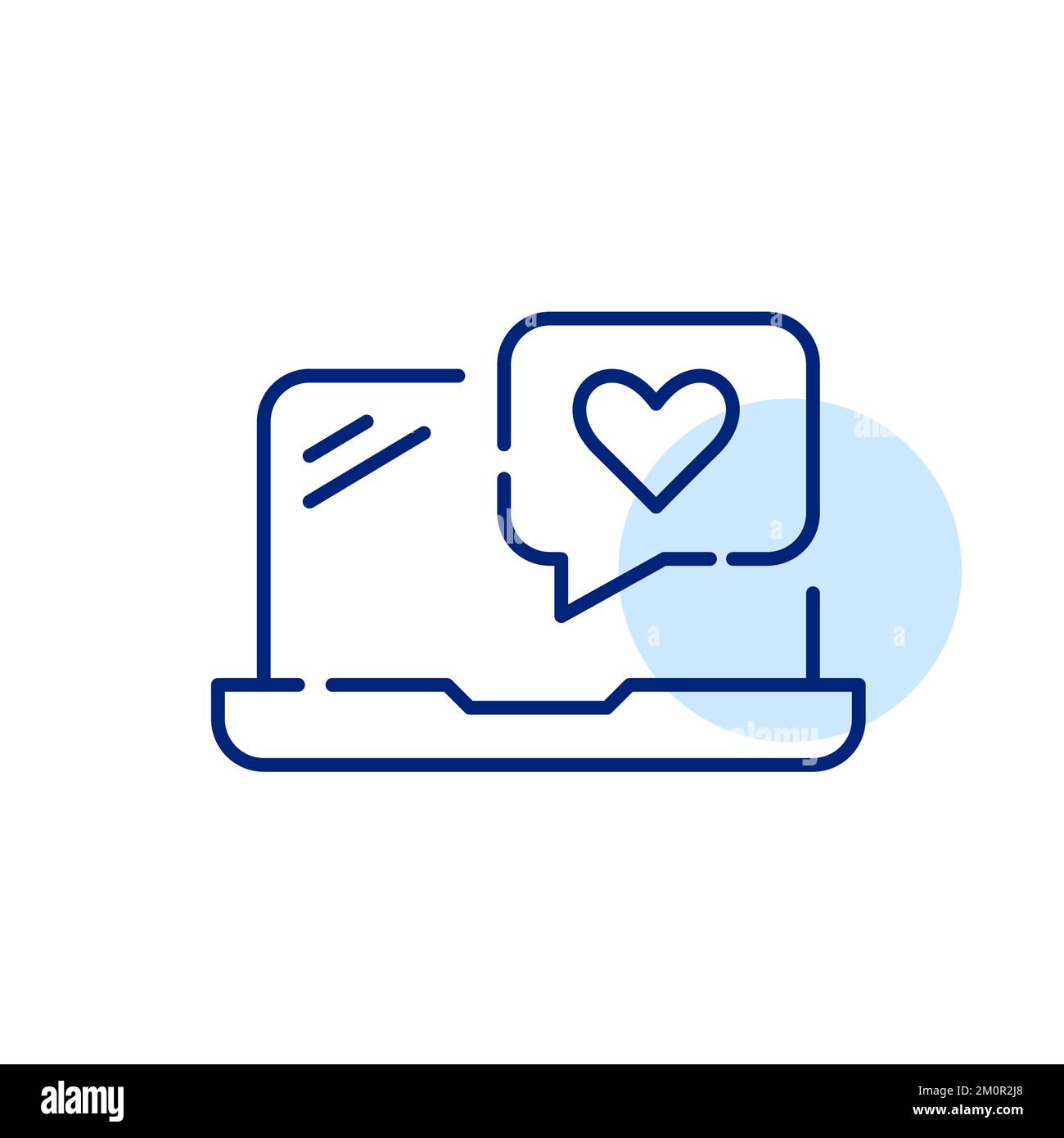 Like message on a laptop. Pixel perfect, editable stroke line icon Stock Vector