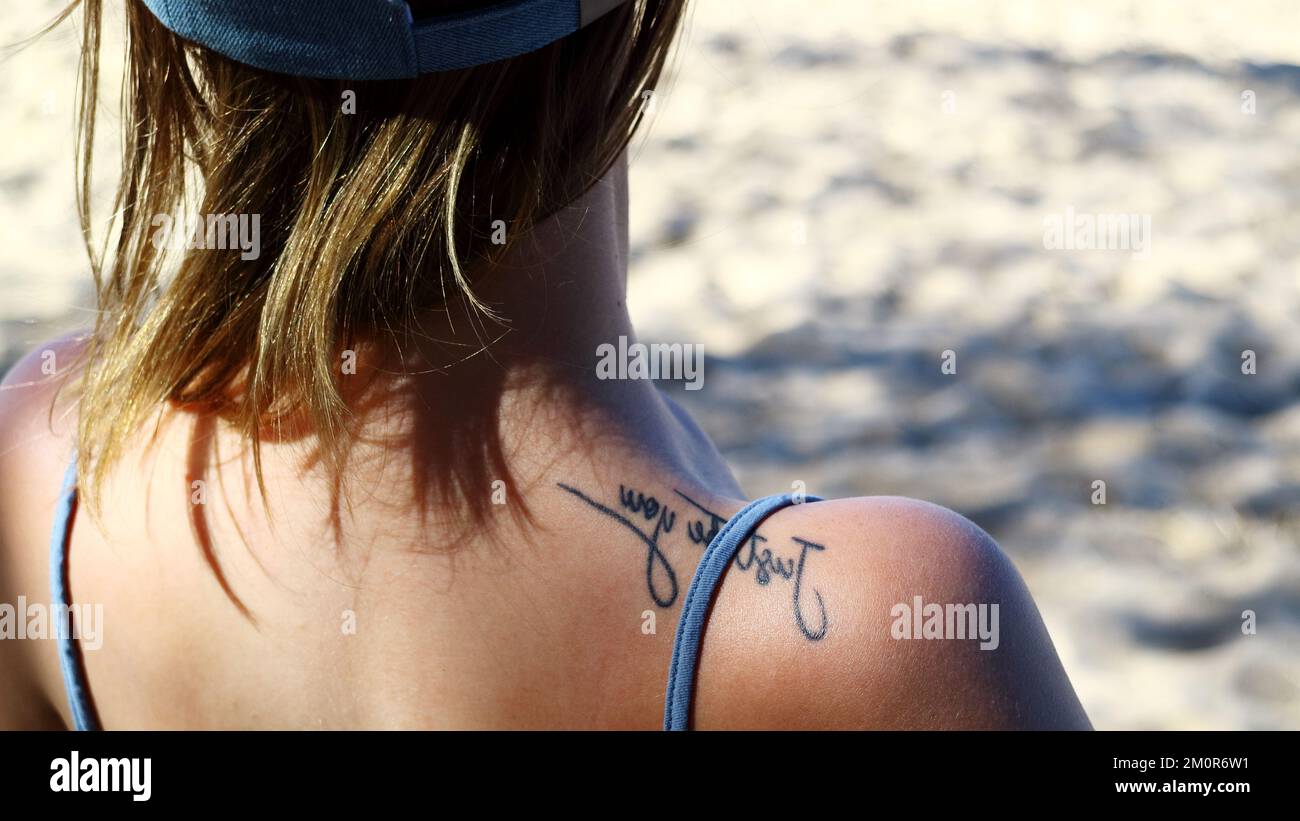 Niykee Heaton Writing Upper Shoulder Tattoo  Steal Her Style