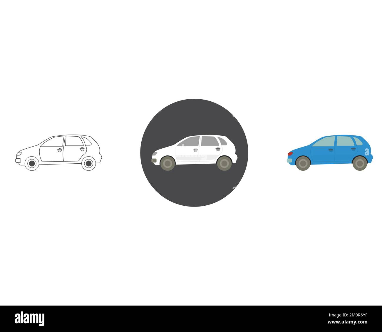 Family car vector icon based illustration with contrast colors, fully vector monogram Stock Vector