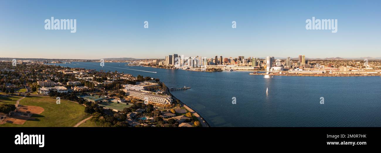 Aerial view of San Diego skyline and part of Coronado Island Stock Photo