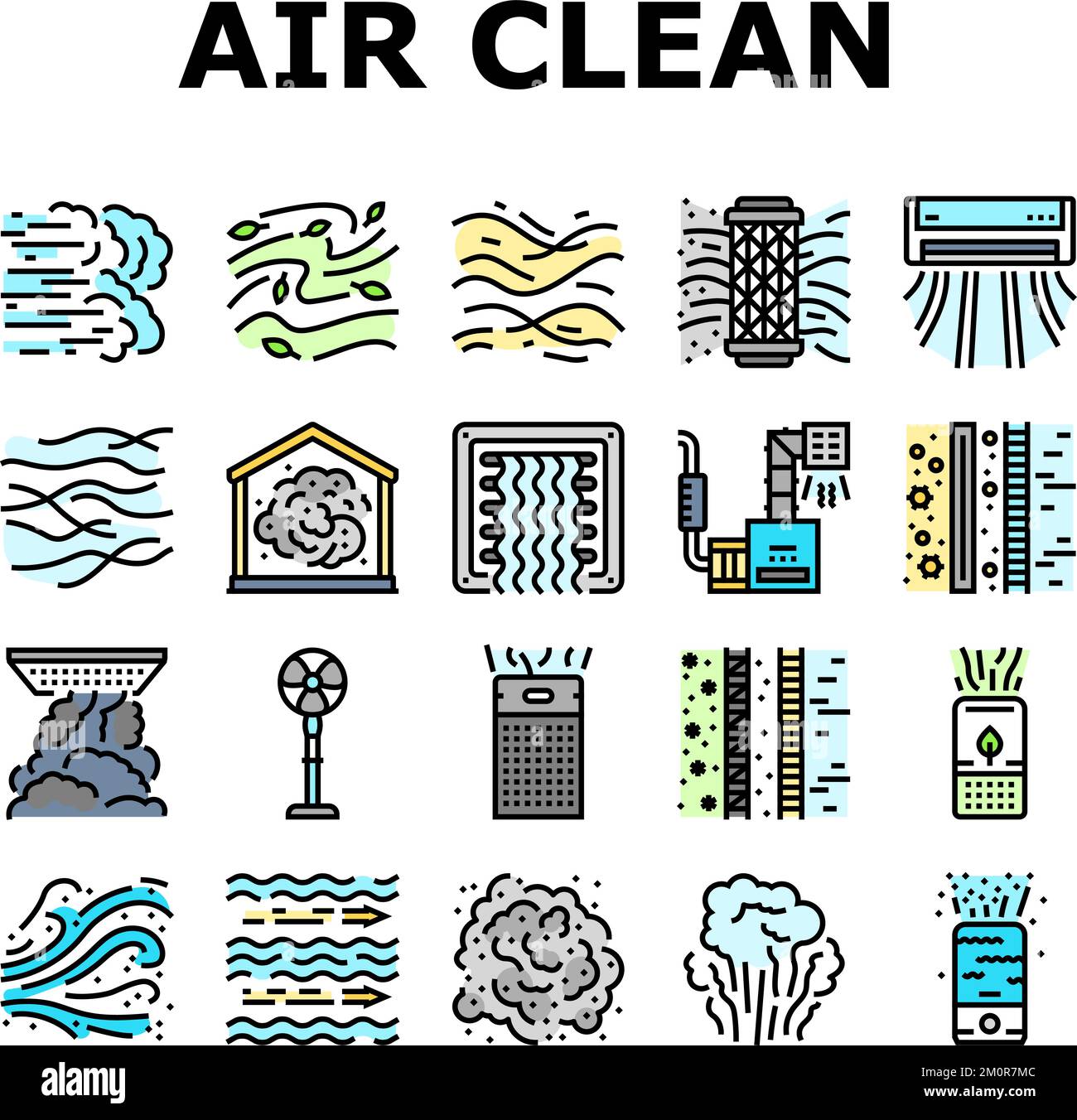 air clean fresh wind flow filter icons set vector Stock Vector Image ...