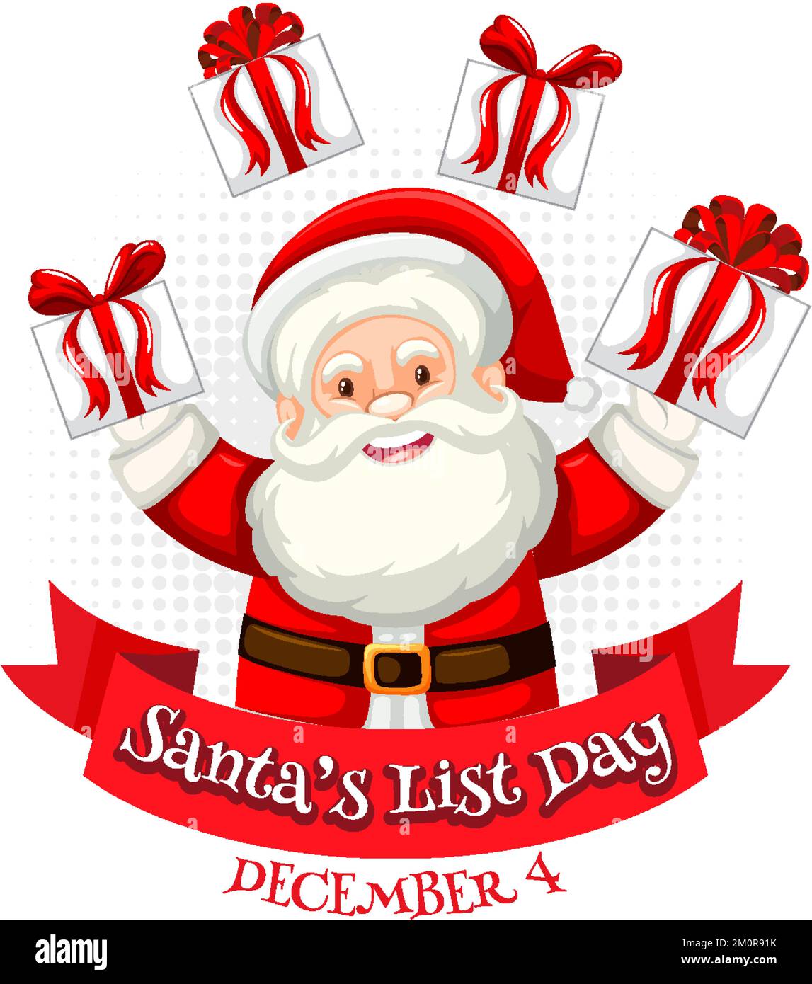 Santa's list day text banner design illustration Stock Vector Image