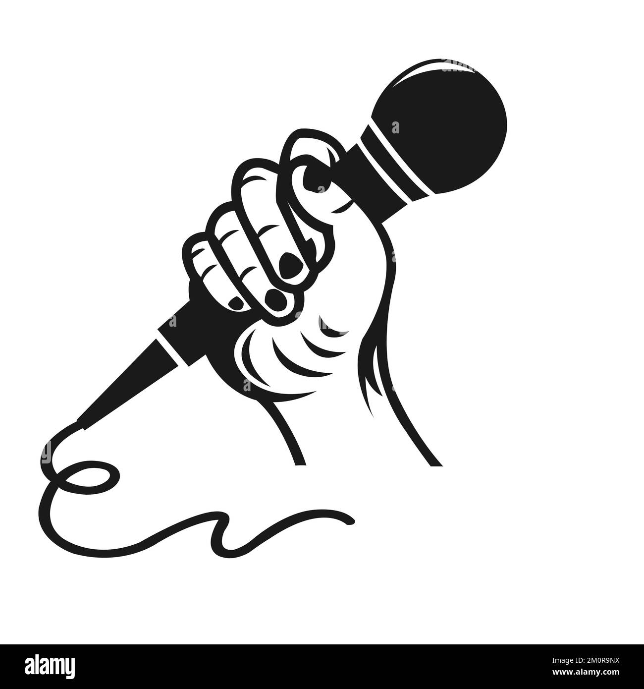 Hand holding microphone in a fist. vector illustration.EPS 10 Stock Vector