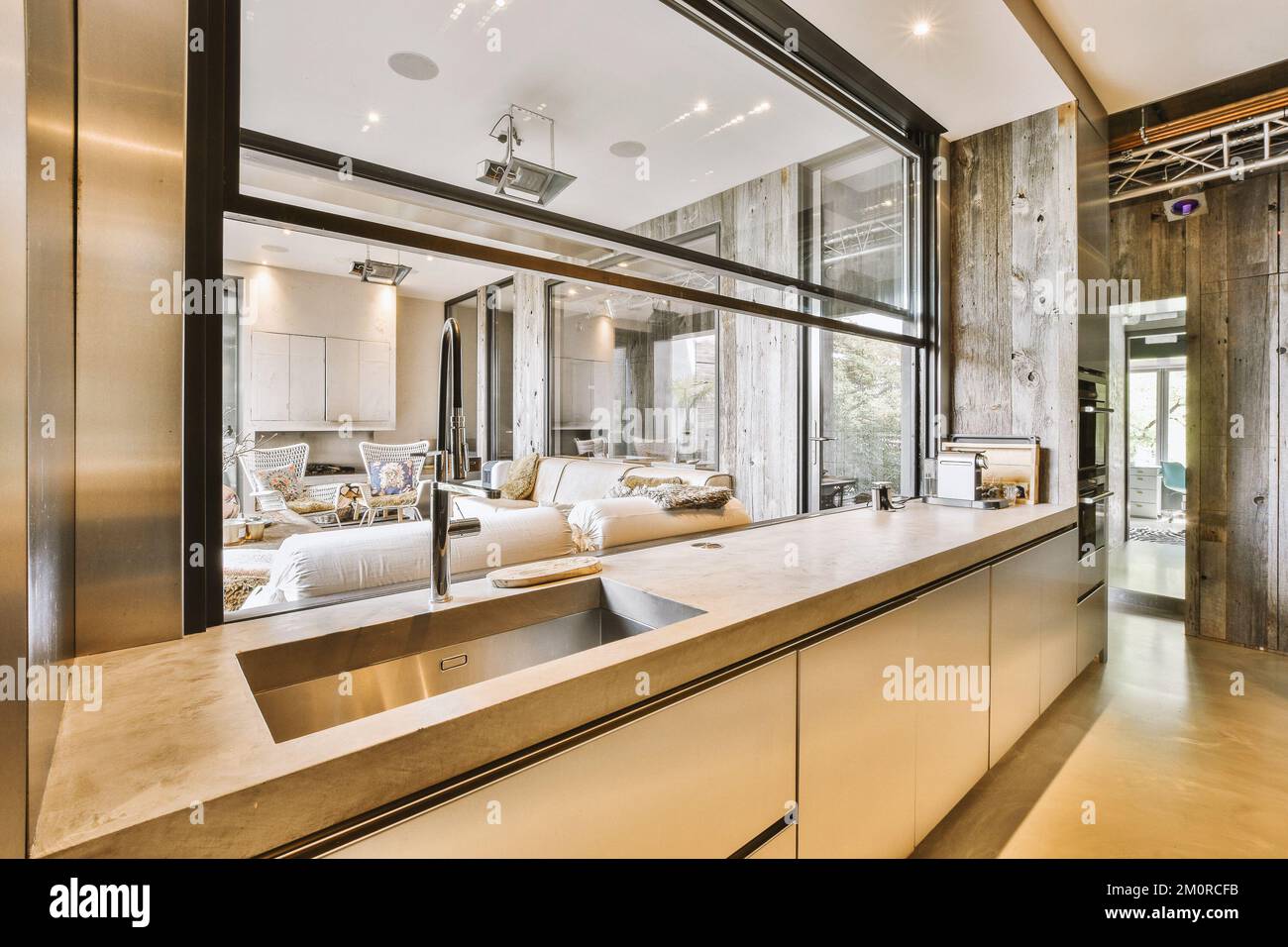 Contemporary minimalist style interior design of light studio apartment ...