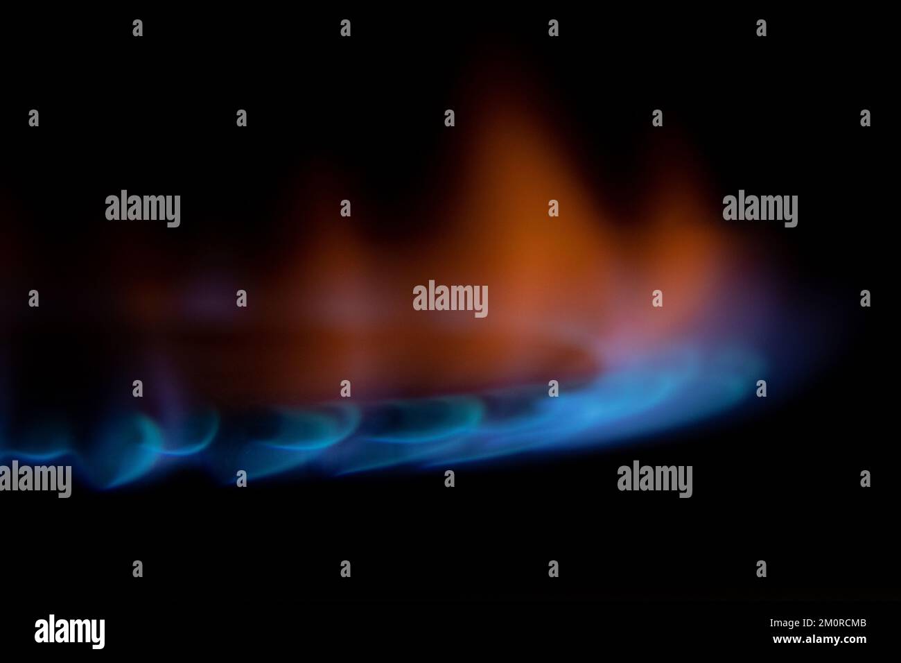 Gas burns in the dark closeup, gas stove in the dark Stock Photo Alamy