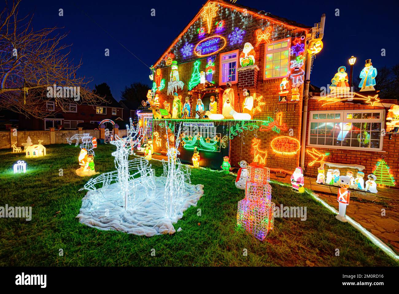 The Christmas lights and structures on the Brailsford home in Brentry, Bristol, where they light