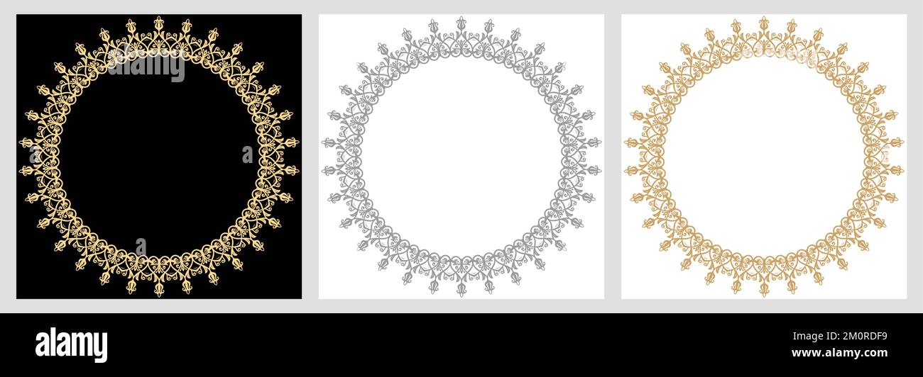 Vintage set of vector round elements. Different elements for design ...