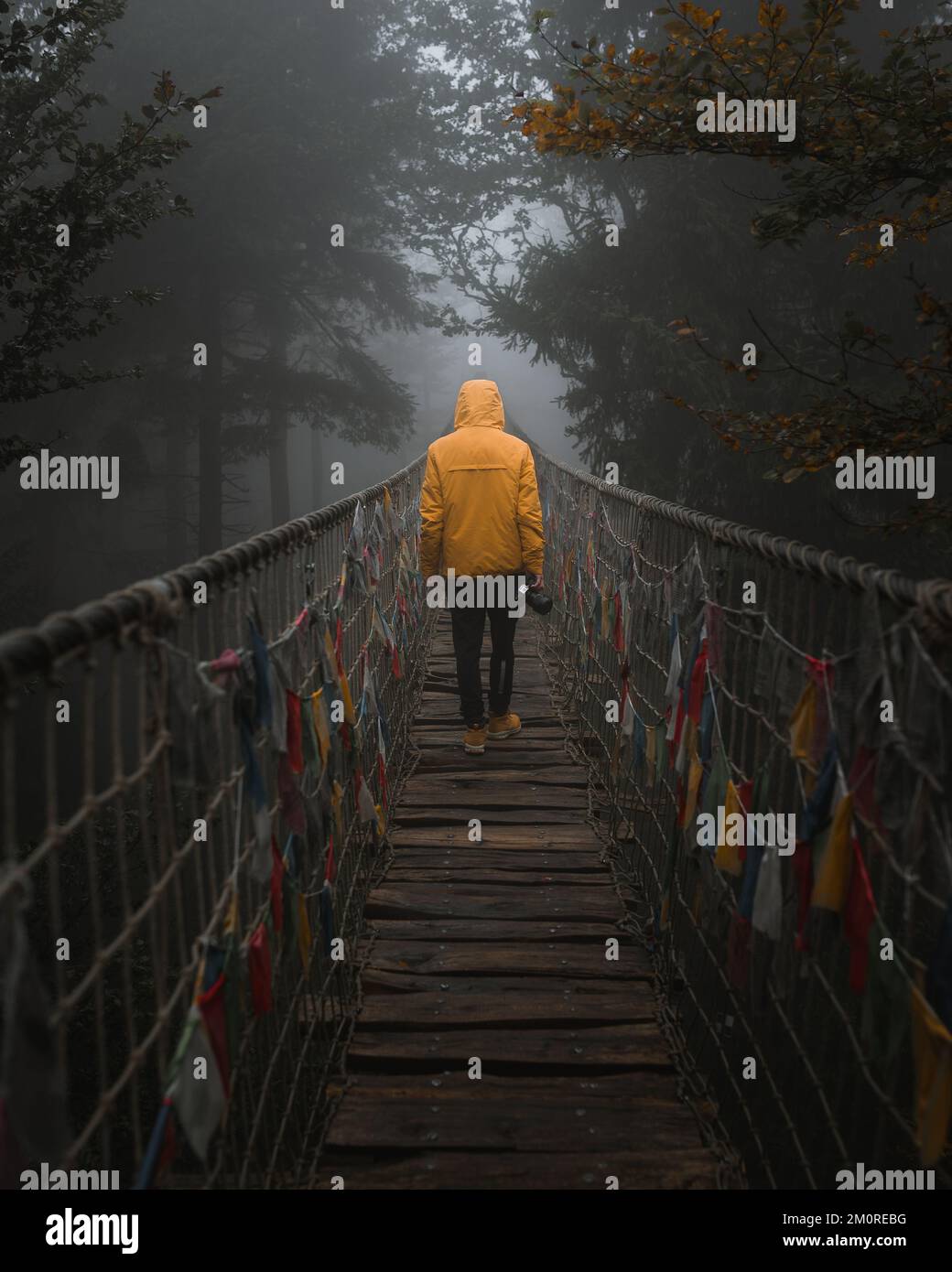 Aerial man walking on bridge hi-res stock photography and images - Alamy