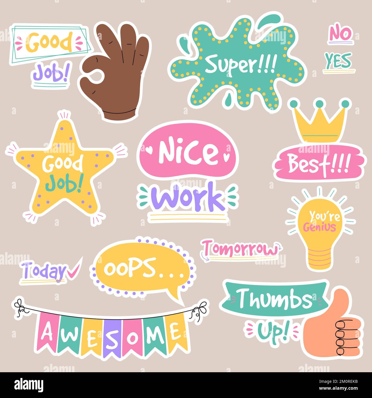 Sticker collection to reward the job well done and good results. Perfect  for teachers and kids. Hand drawn vector drawings Stock Vector Image & Art  - Alamy