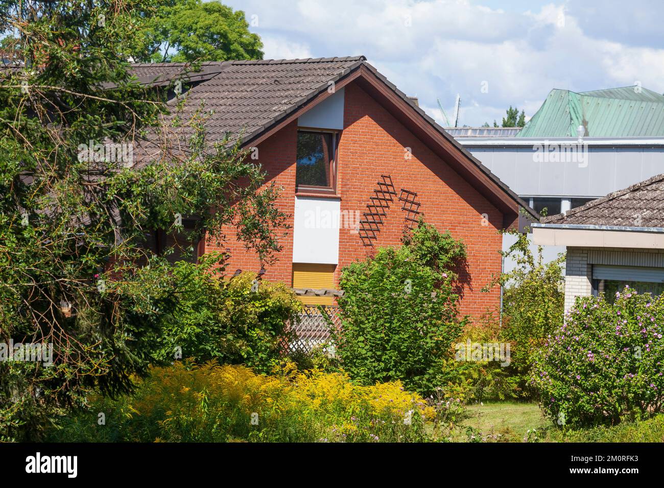 Modernes Wohnhaus aus Backstein, Einfamilienhaus, , Wohngebäude, Burggraben, Stade, Niedersachsen, Deutschland, Europa Stock Photo