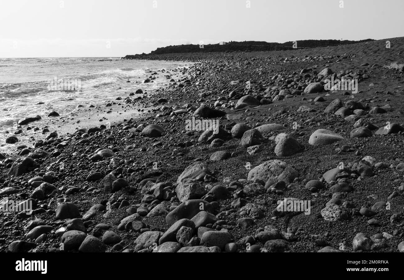 black beach of Lanzarote Stock Photo