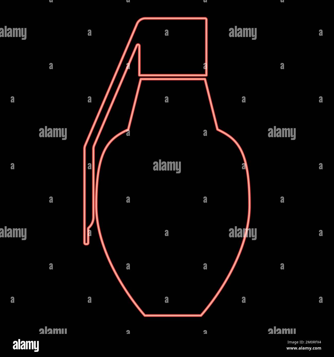 Neon grenade icon red color vector illustration image flat style light Stock Vector