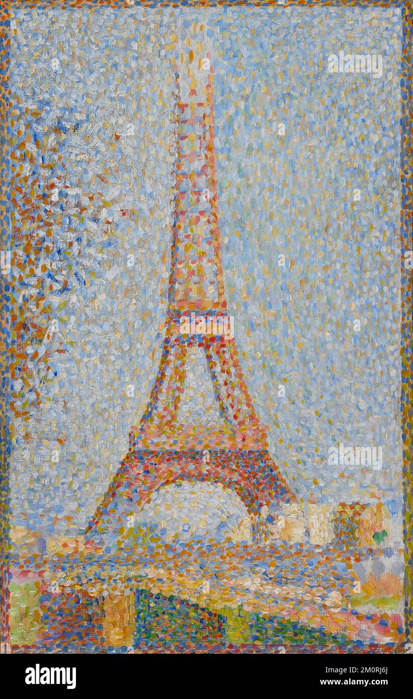 The Eiffel Tower painted by Seurat Stock Photo Alamy