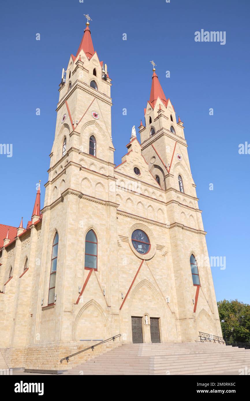 The Cathedral of Our Lady of Fatima, a catholic church in a Gothic style. In Karaganda, Kazakhstan. Stock Photo