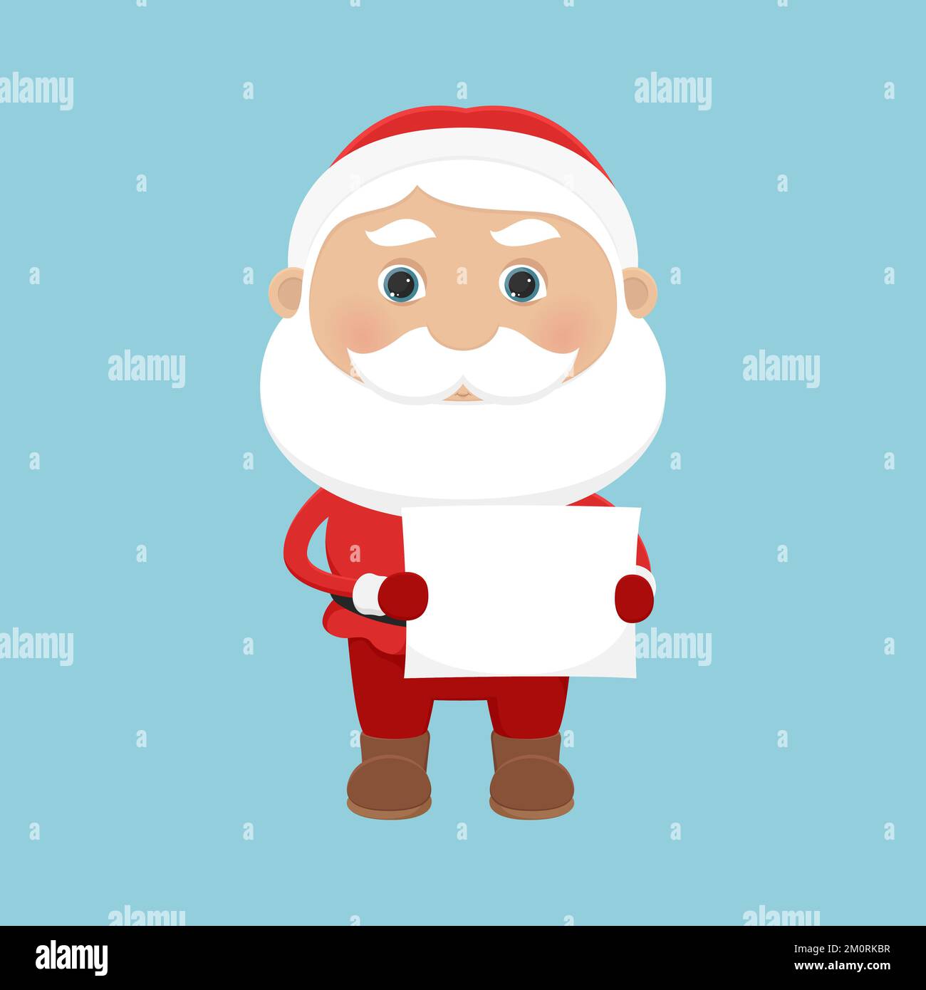 Santa Claus holding blank sheet of paper. Vector illustration Stock ...