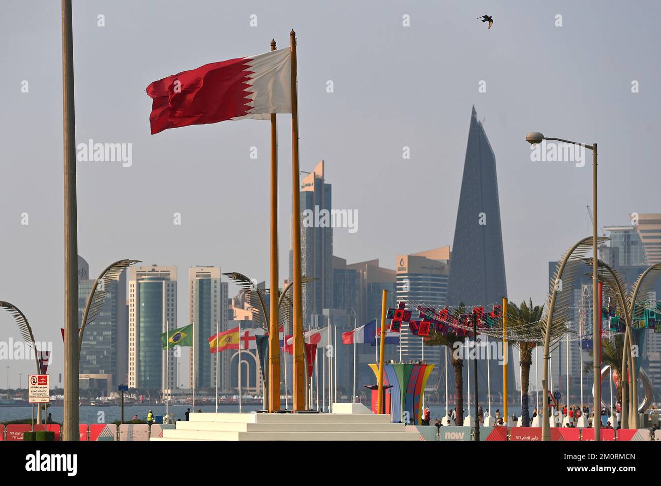 Impressions from Doha/Qatar on December 7th, 2022. Flag of Qatar