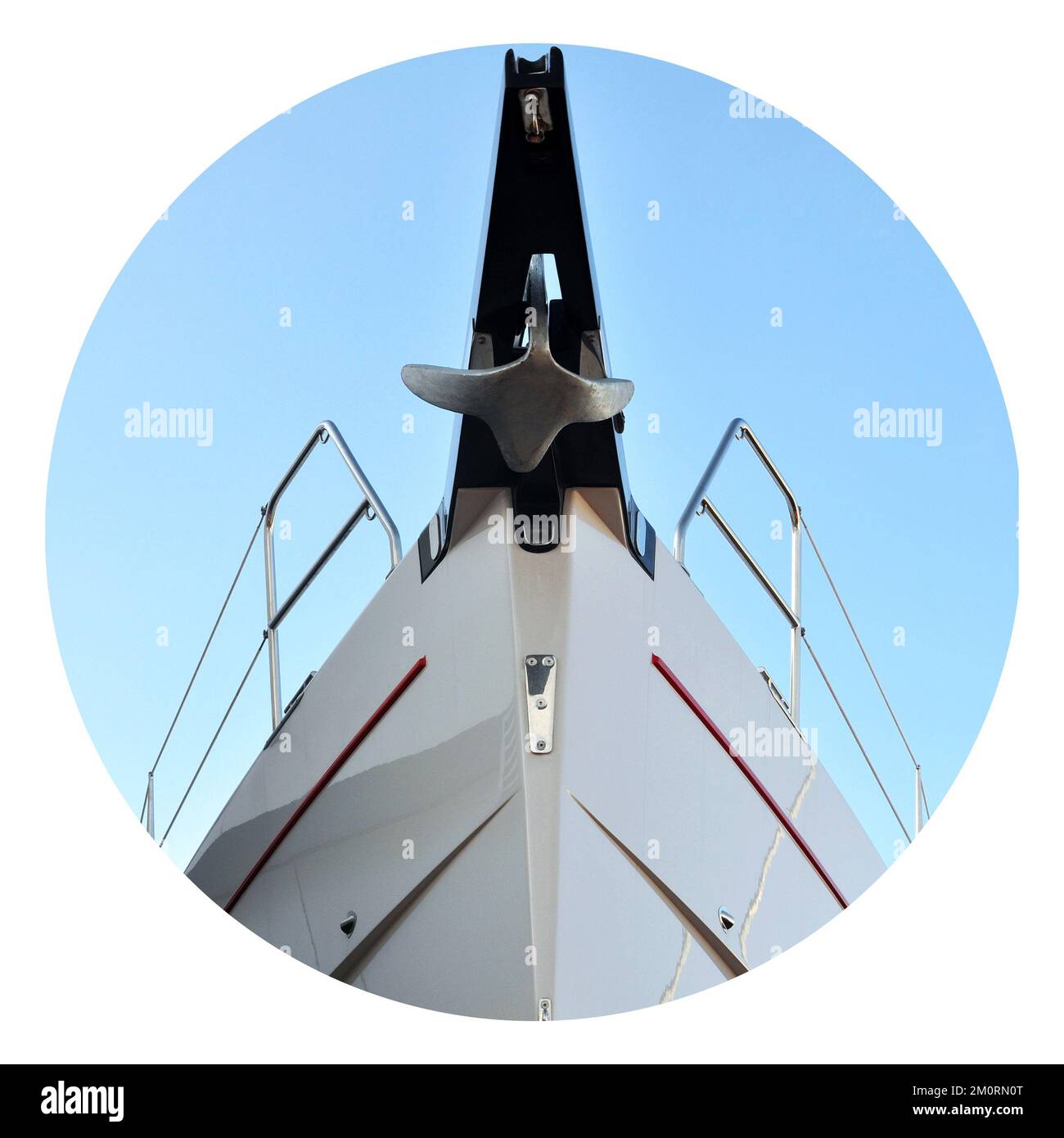 Big fiberglass ship is under construction in shipyard, shipbuilding continues Stock Photo
