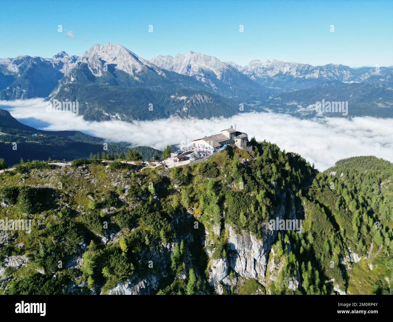 Eagles nest Kehlsteinhaus Germany drone aerial view Stock Photo
