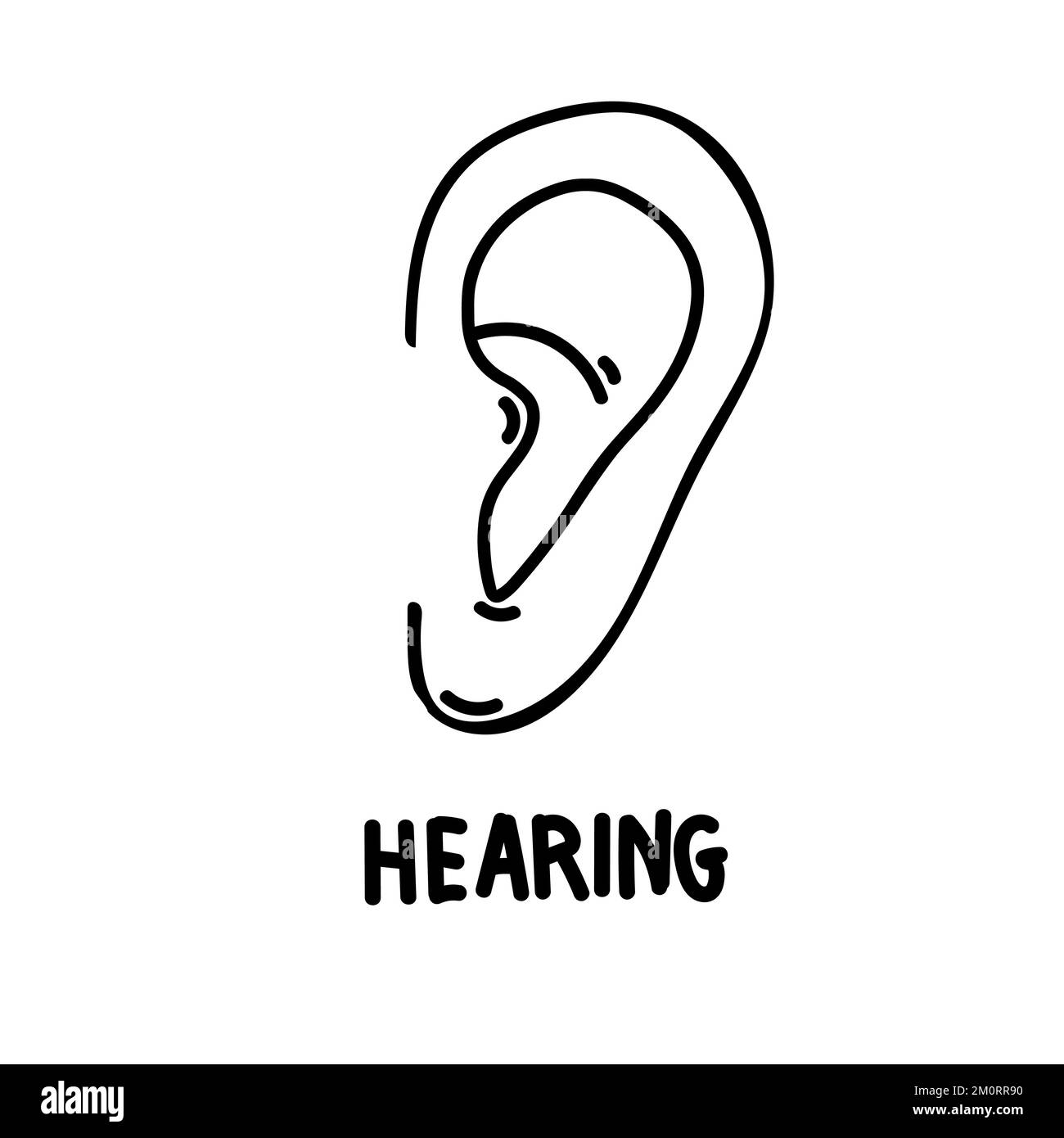 Icon of the ear with sound waves. Listening to music, audio
