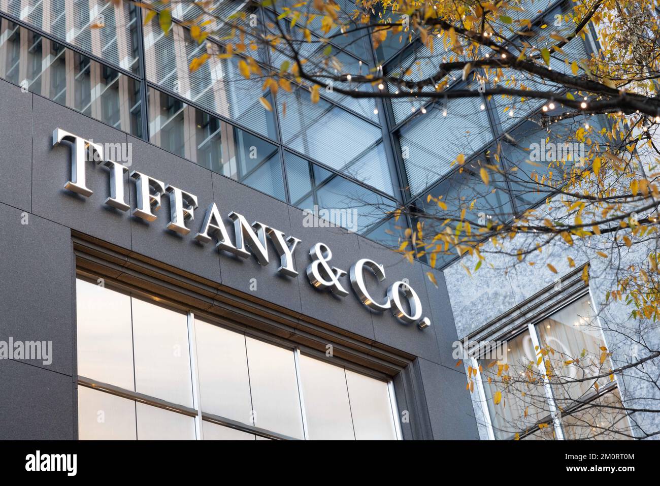 Tiffany & Co. company logo on their store in Marunouchi, Tokyo on