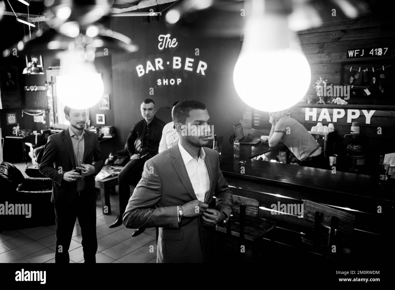 Black guy groom going to the with friends Stock Photo Alamy