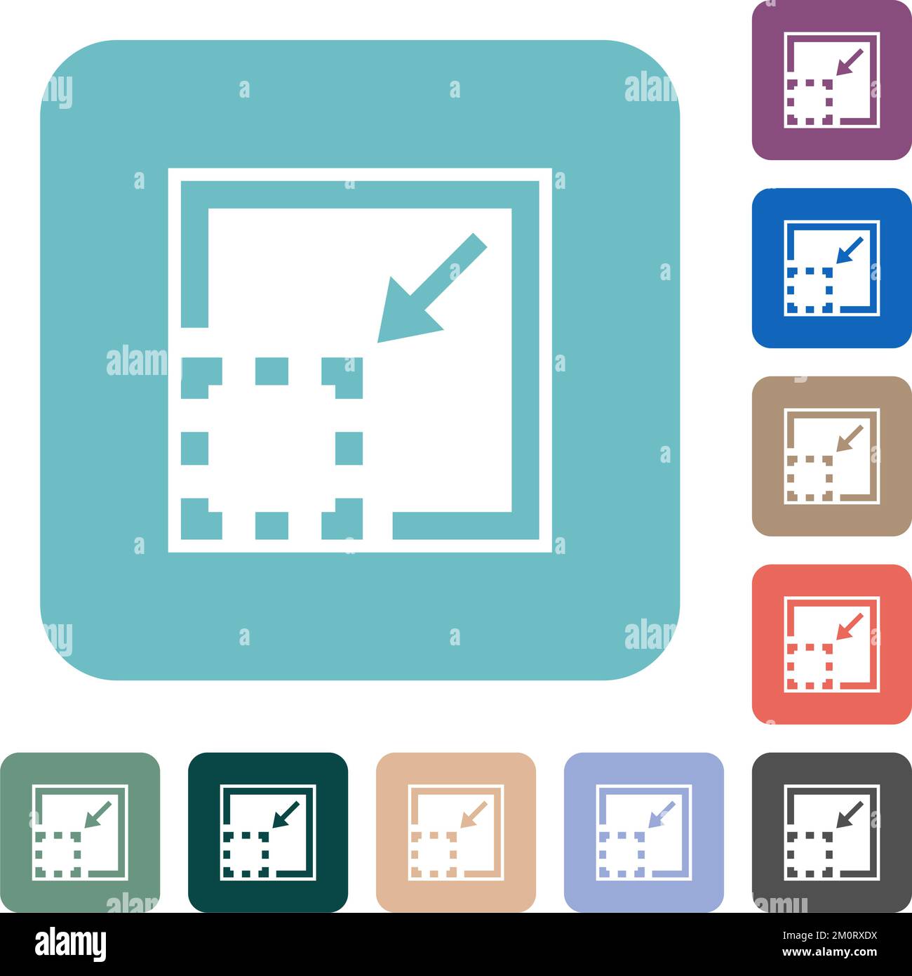 Minimize element solid white flat icons on color rounded square backgrounds Stock Vector