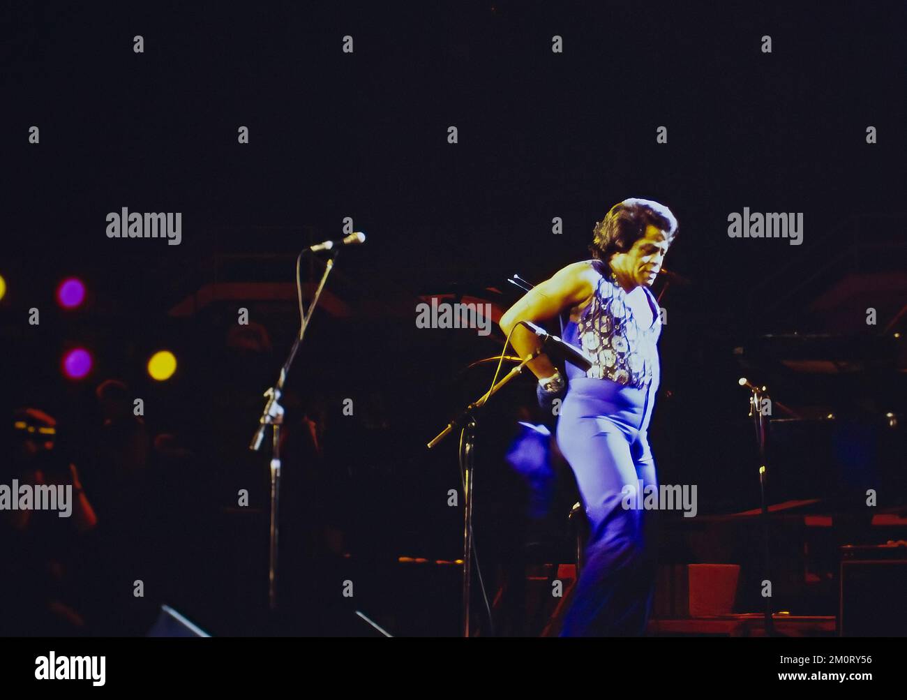 Soul singer James Brown aged 55 performing in Rome, Italy, in November 1988 Stock Photo