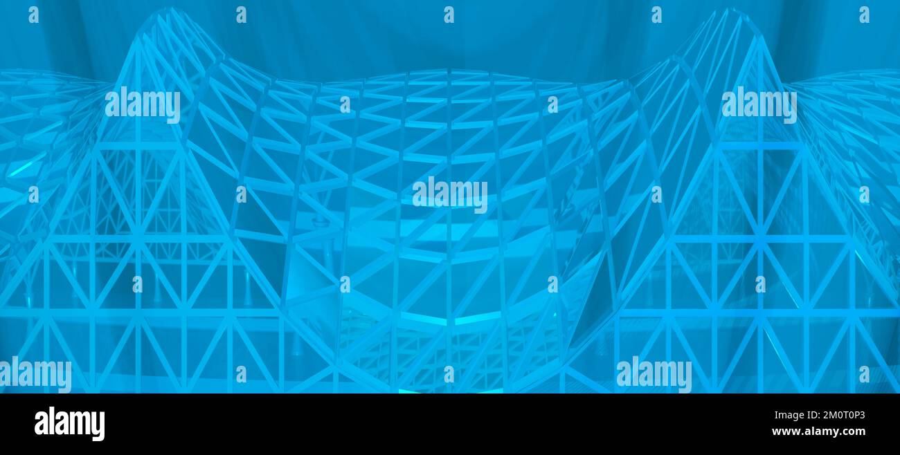 background with blue architectural parametric design close up. 3d ...