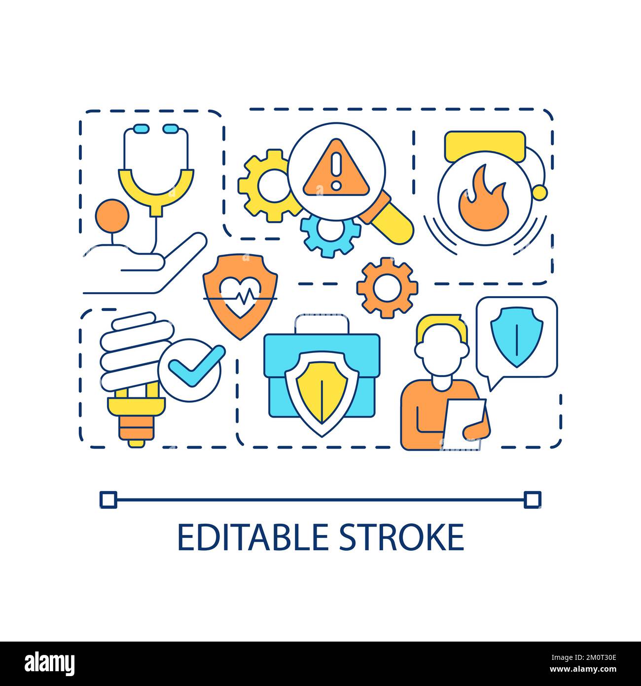 Tips for preventing workplace injuries concept icon Stock Vector Image ...