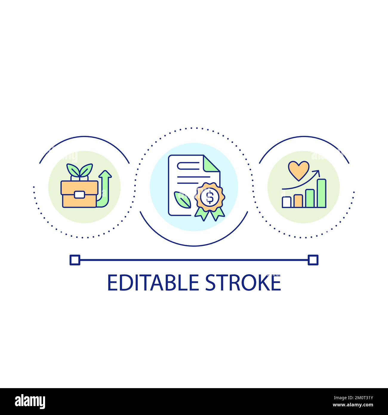Green business credibility loop concept icon Stock Vector