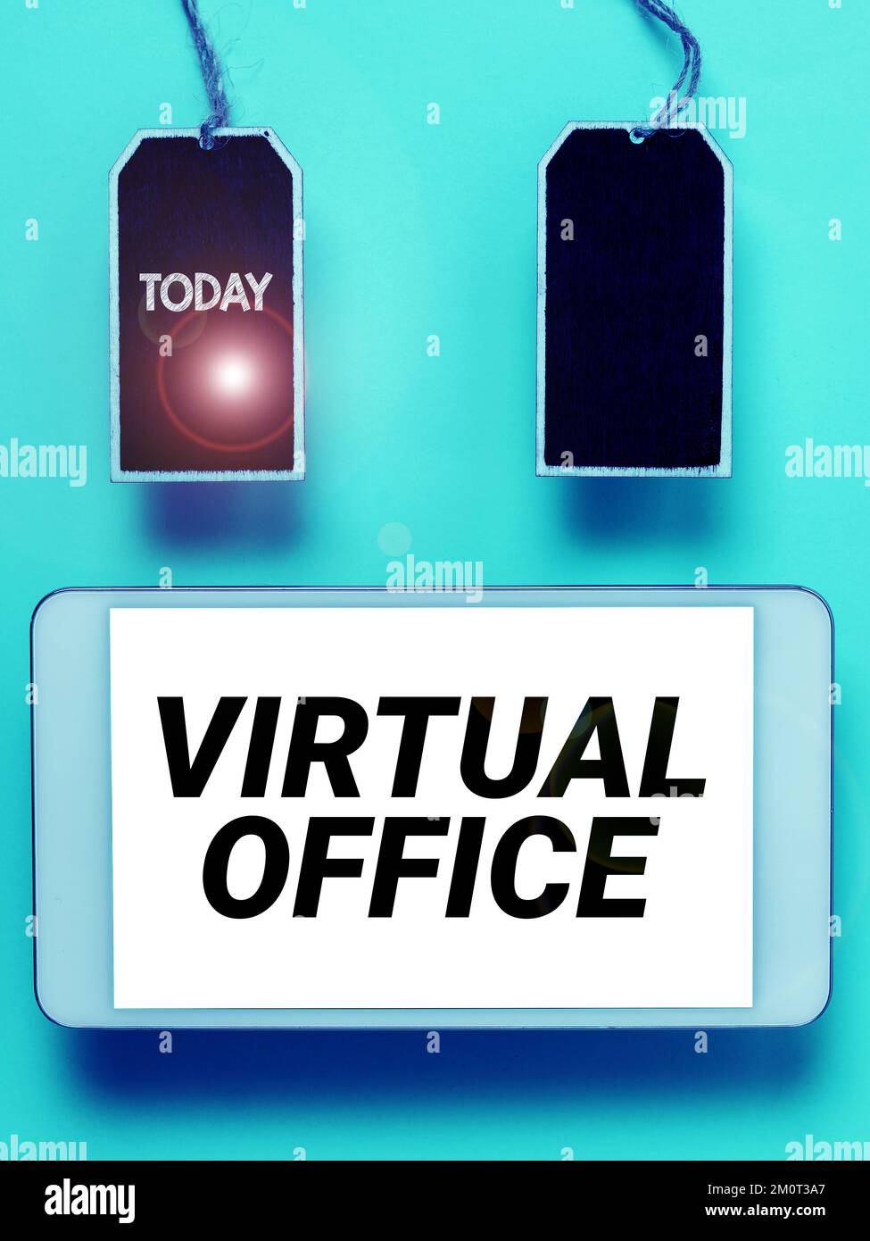Sign displaying Virtual Office. Business showcase Mobile work ...