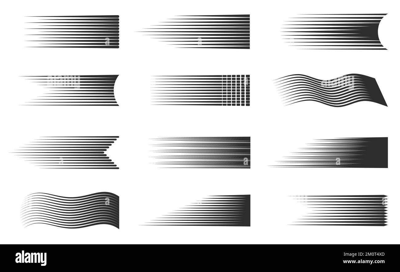 Speed motion lines or fast flash ray beams effect, vector black lines