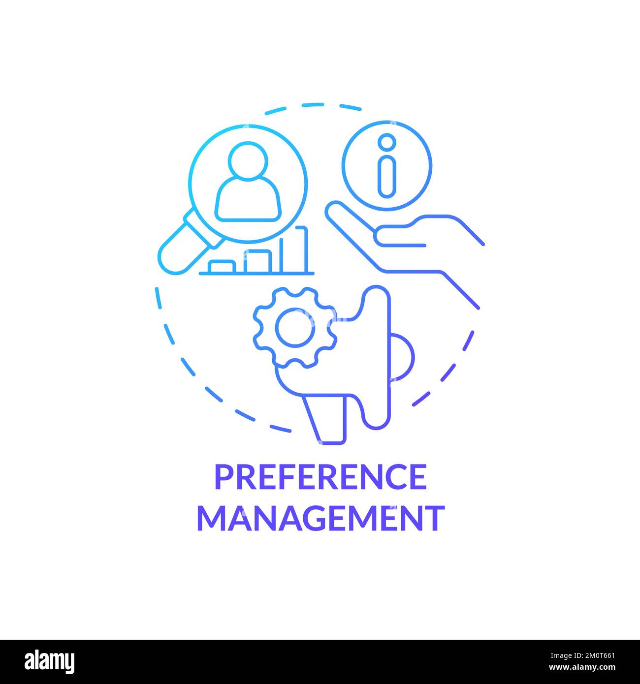 Preference management blue gradient concept icon Stock Vector
