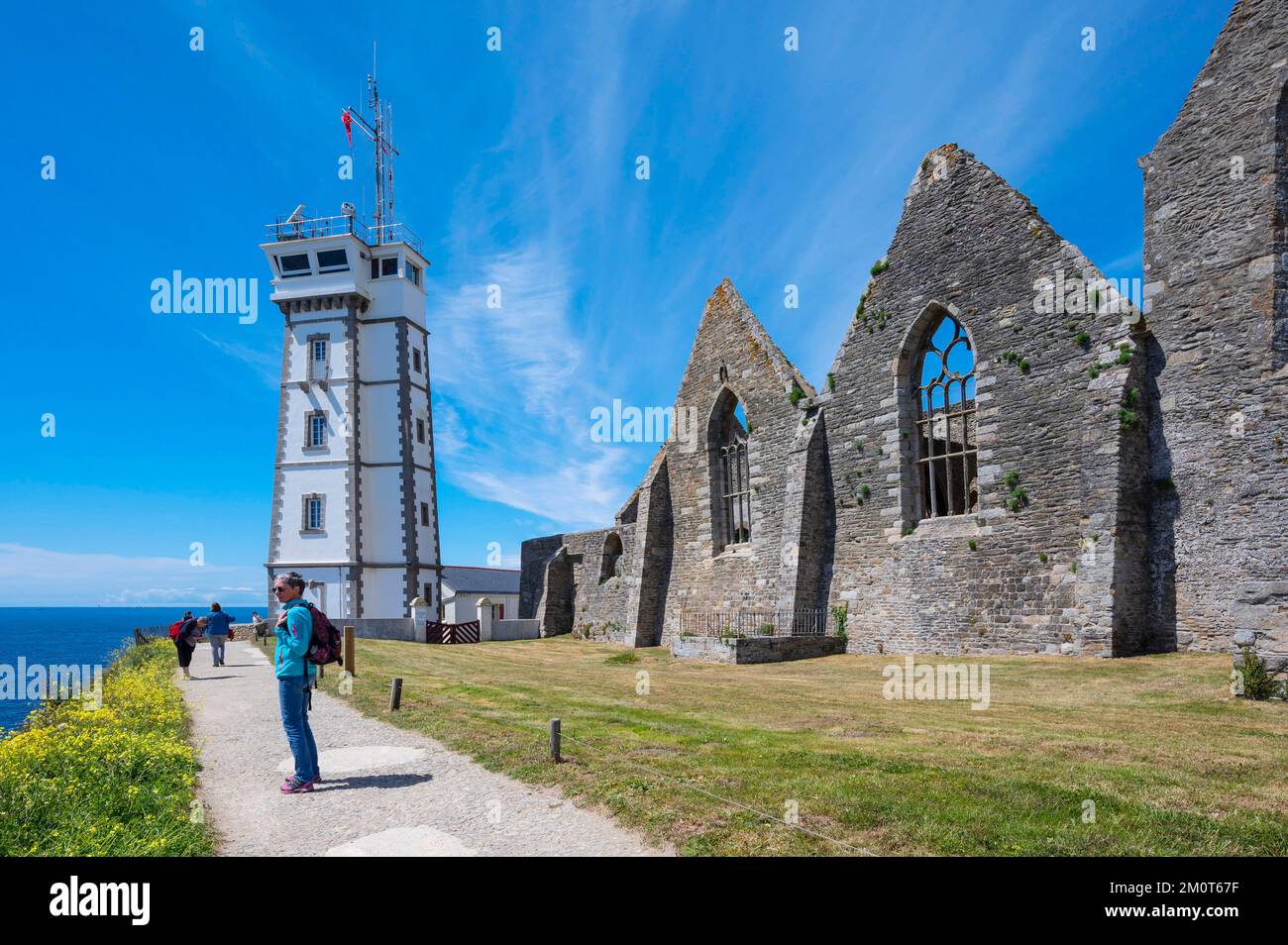 France, Finistere, Plougonvelin, Pointe Saint Mathieu, the ruins of the ...