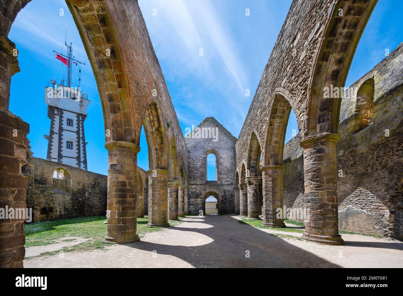 France, Finistere, Plougonvelin, Pointe Saint Mathieu, the ruins of the ...